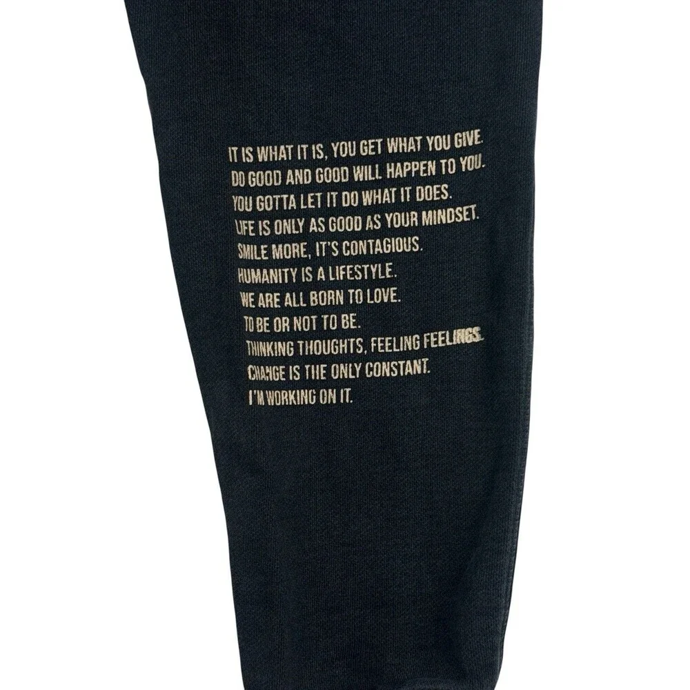 YoungLA Washed Black Graphic Jogger Sweatpants Size Large Oversized High Waist